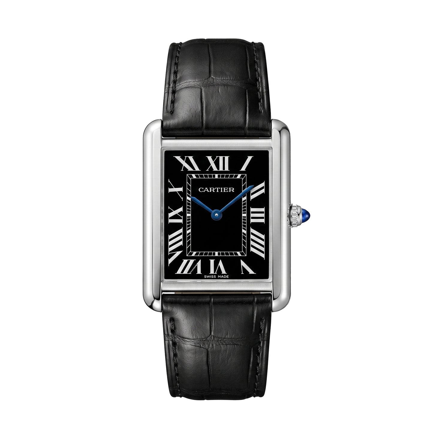 Cartier Tank Black Leather Strap Unisex Watch