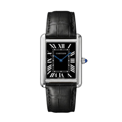 Cartier Tank Black Leather Strap Unisex Watch