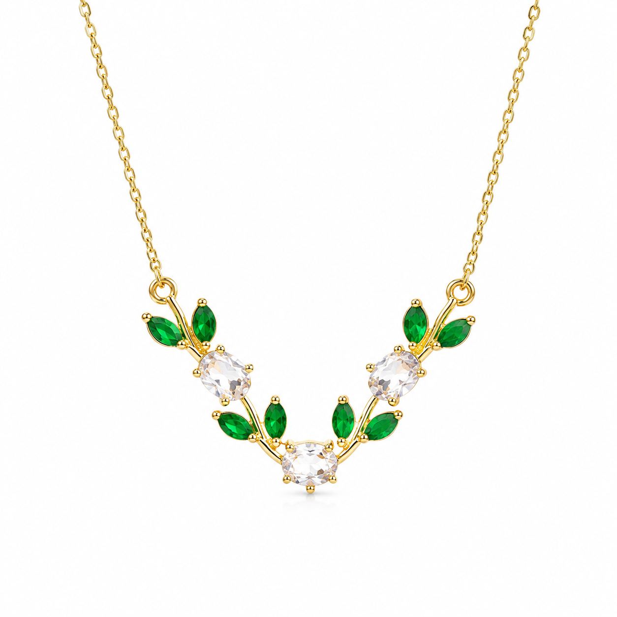 Tulip Leaf Crystal Necklace