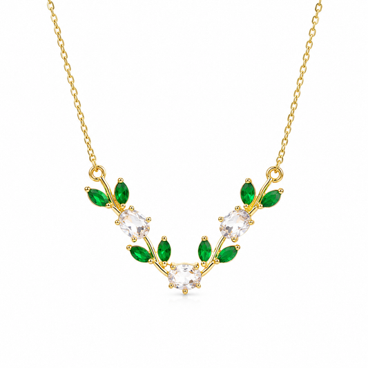 Tulip Leaf Crystal Necklace