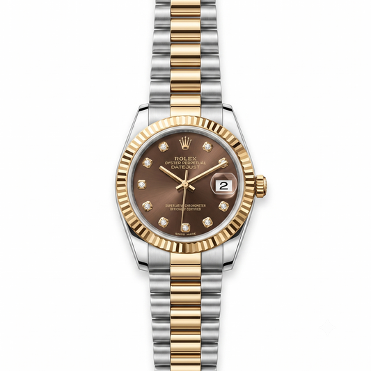 Rollie Brown Datejust Two-Tone Women's Watch