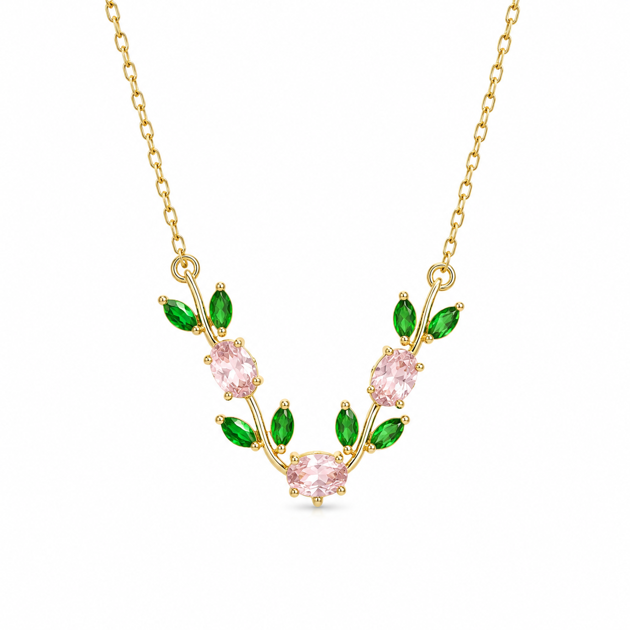 Tulip Leaf Crystal Necklace