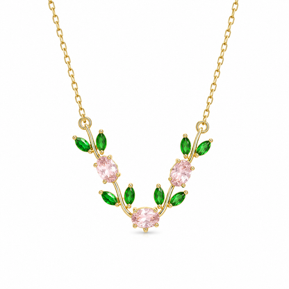 Tulip Leaf Crystal Necklace