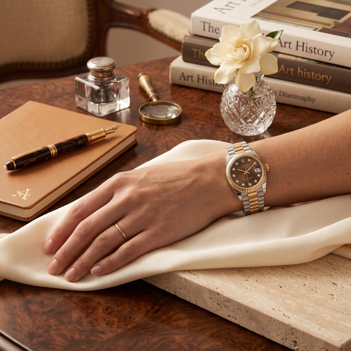 Rollie Brown Datejust Two-Tone Women's Watch