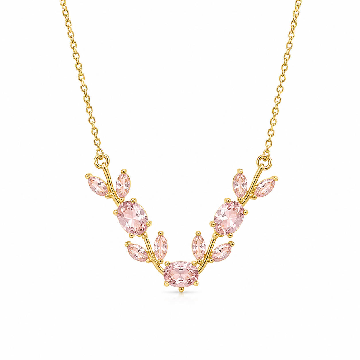 Tulip Leaf Crystal Necklace