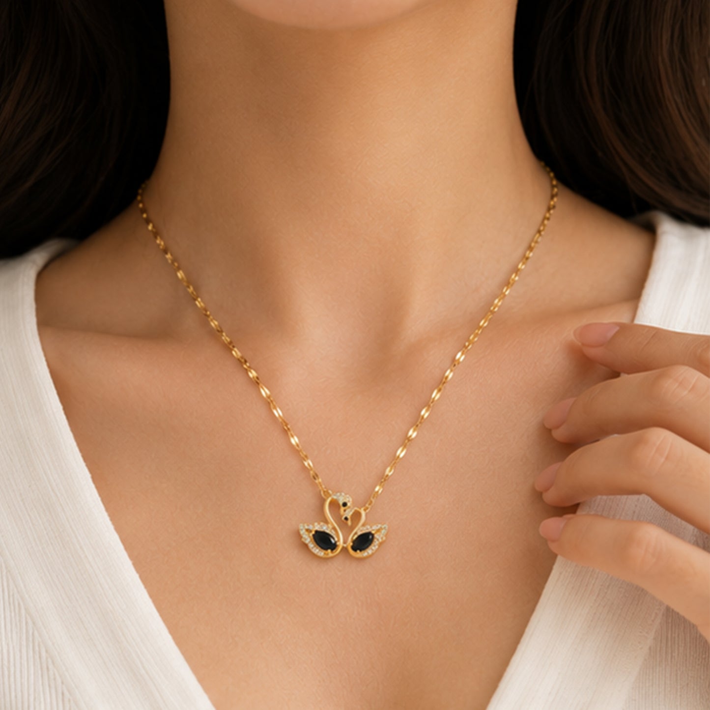 Swan Heart Necklace