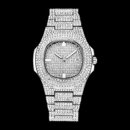 PP Silver Iced out Watch