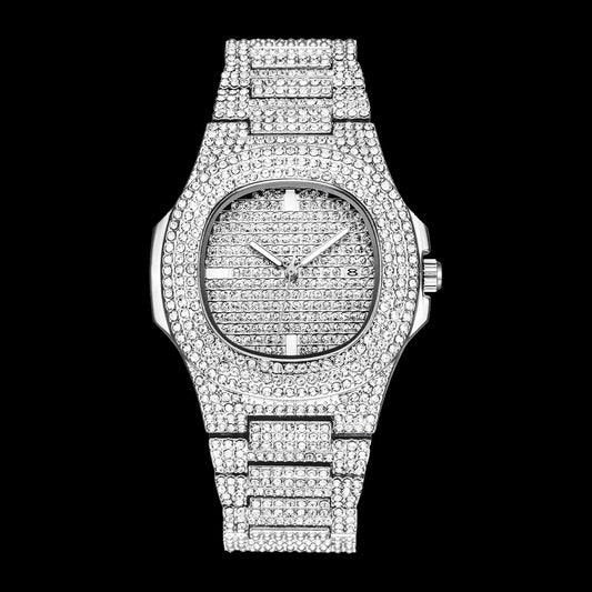PP Silver Iced out Watch