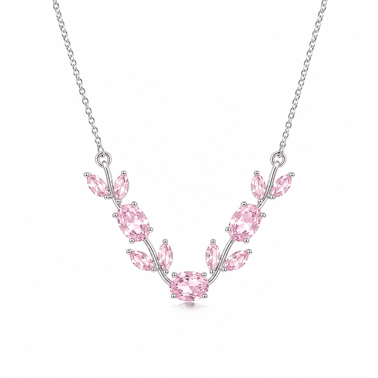 Tulip Leaf Crystal Necklace