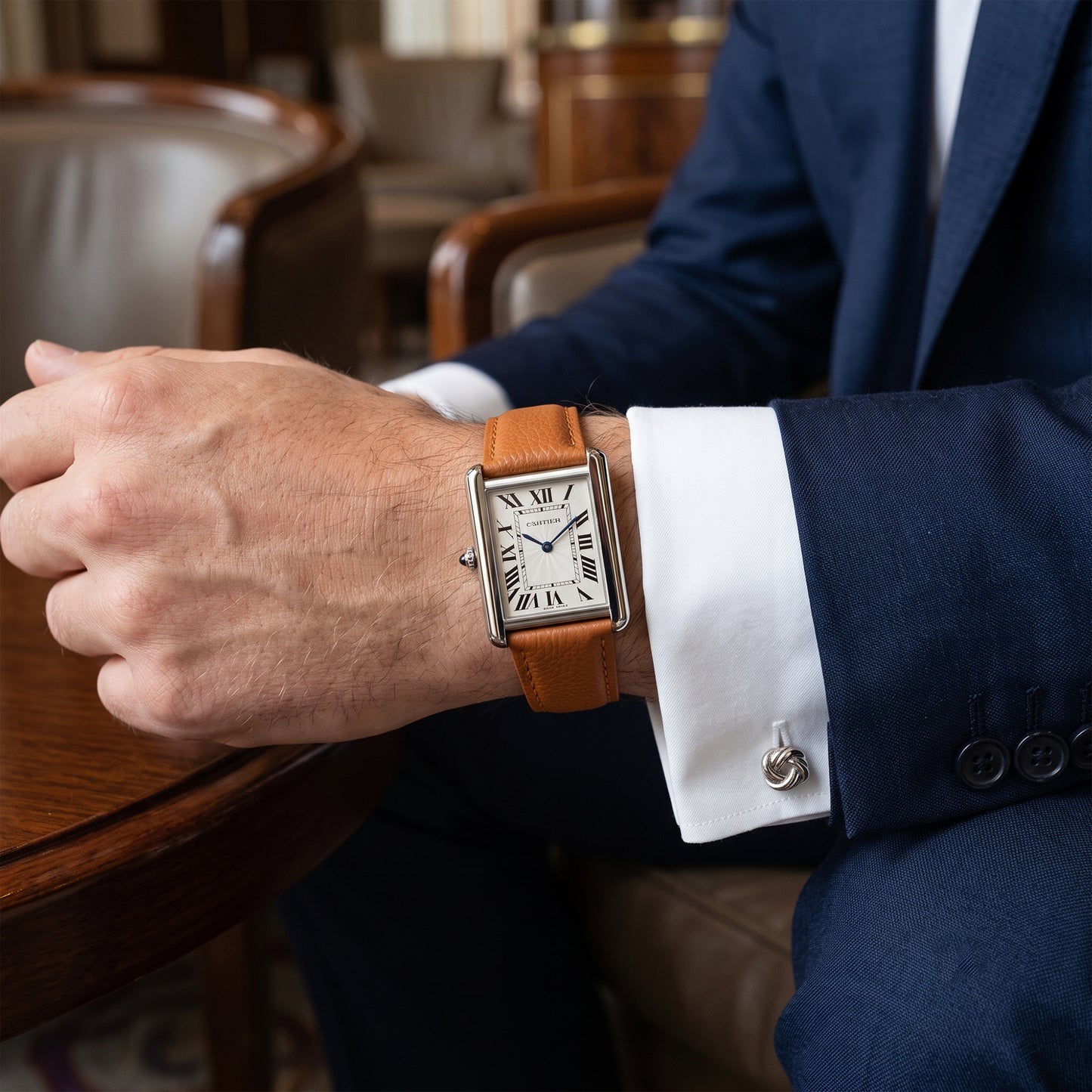 Cartier Tank Leather Strap Unisex Watch