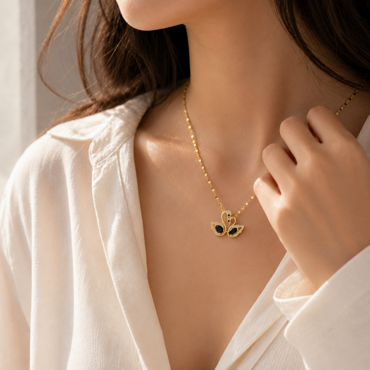 Swan Heart Necklace