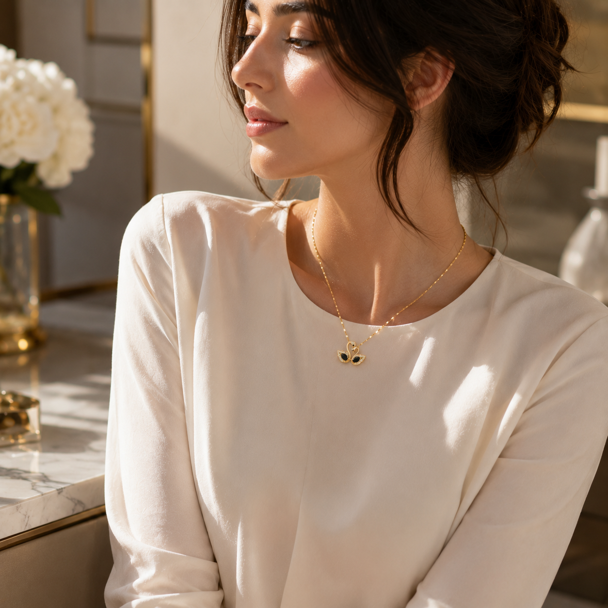 Swan Heart Necklace