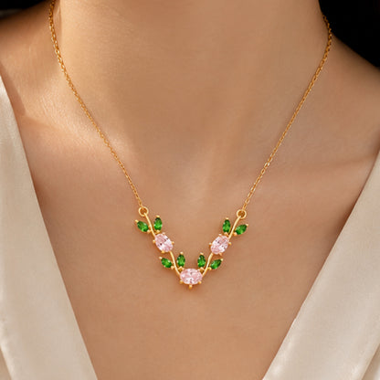 Tulip Leaf Crystal Necklace