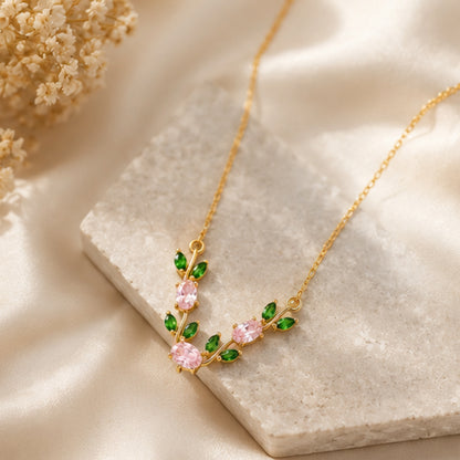 Tulip Leaf Crystal Necklace