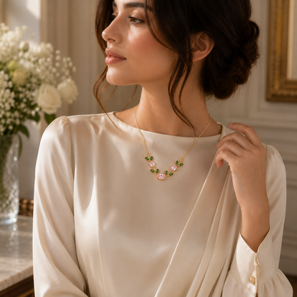 Tulip Leaf Crystal Necklace