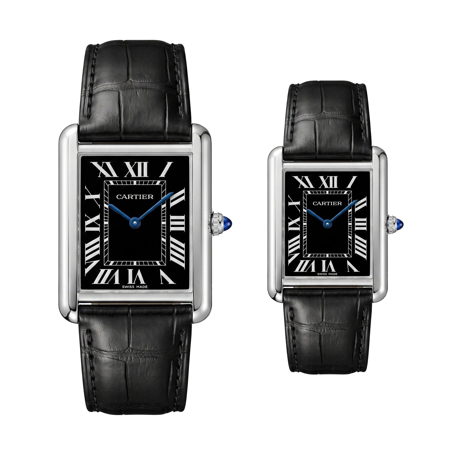 Cartier Tank Leather Strap Couple Watch Set