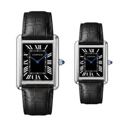 Cartier Tank Leather Strap Couple Watch Set
