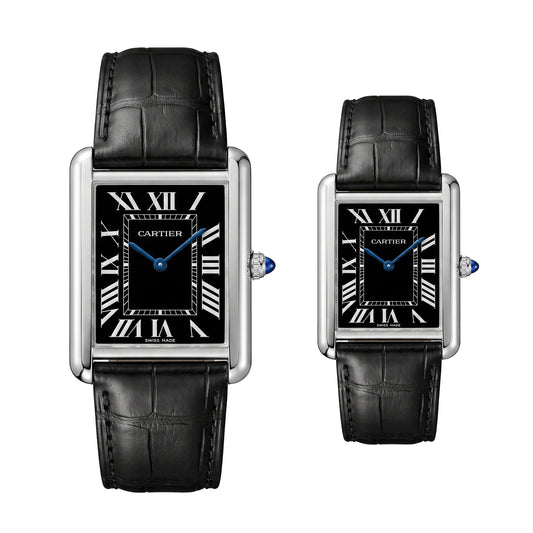 Cartier Tank Leather Strap Couple Watch Set